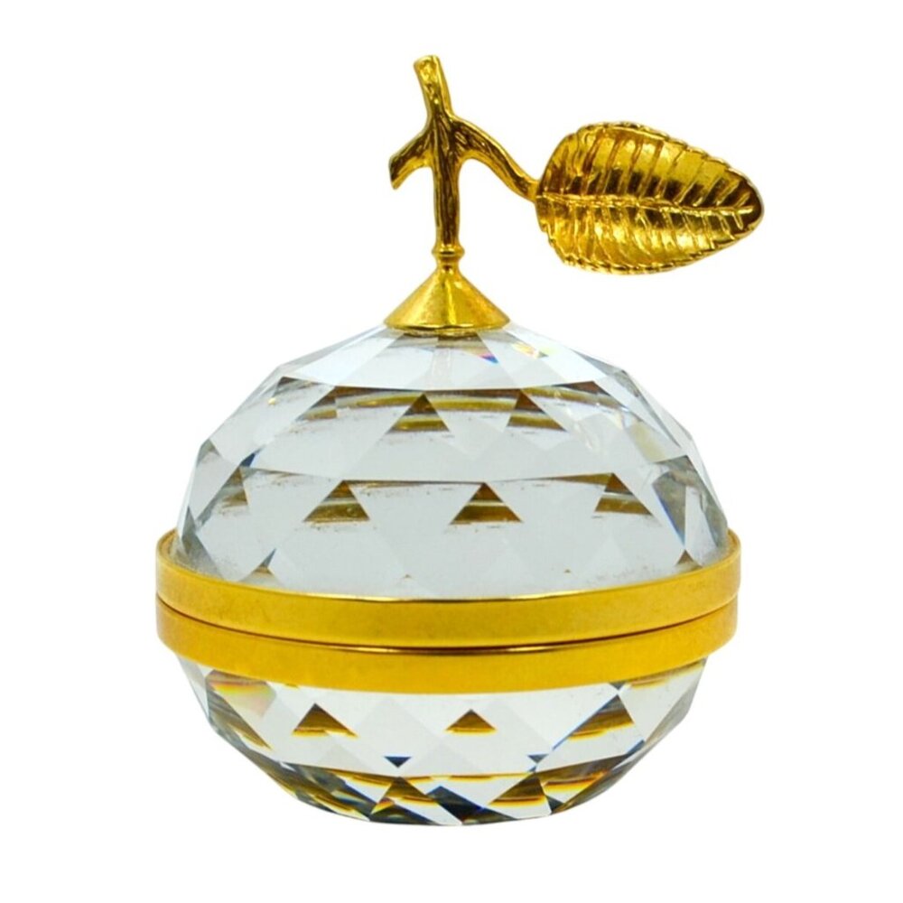 Swarovski SC Logo Faceted Crystal Apple Paperweight with Two Hidden Photo Frames